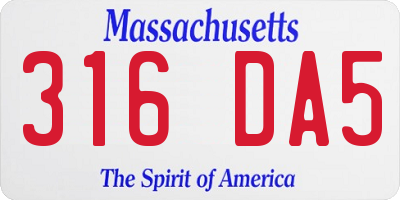 MA license plate 316DA5
