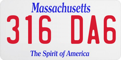 MA license plate 316DA6