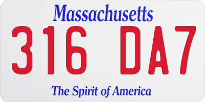 MA license plate 316DA7