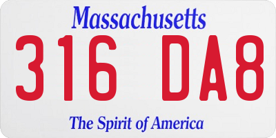 MA license plate 316DA8