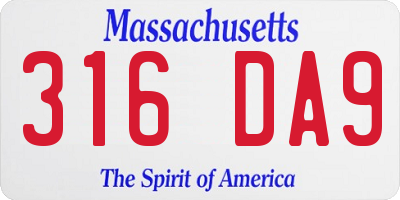 MA license plate 316DA9