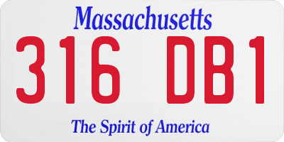 MA license plate 316DB1