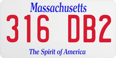 MA license plate 316DB2