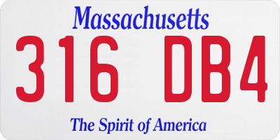 MA license plate 316DB4