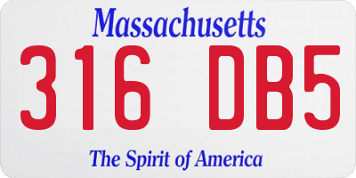 MA license plate 316DB5