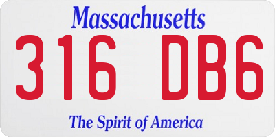 MA license plate 316DB6