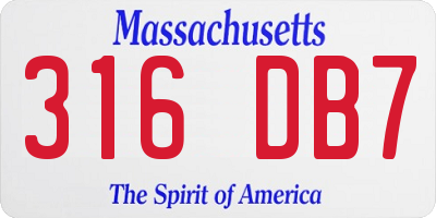 MA license plate 316DB7