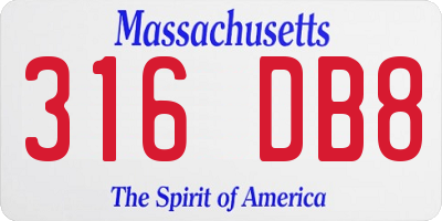 MA license plate 316DB8