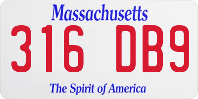 MA license plate 316DB9