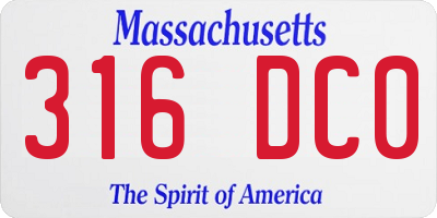 MA license plate 316DC0