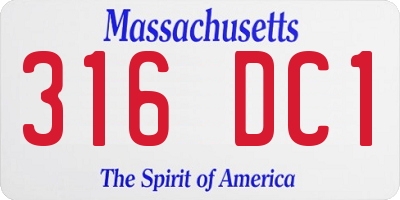 MA license plate 316DC1