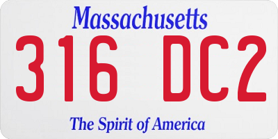 MA license plate 316DC2