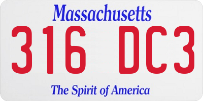 MA license plate 316DC3
