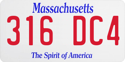 MA license plate 316DC4