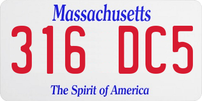 MA license plate 316DC5