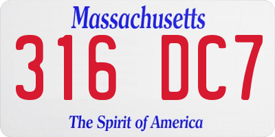 MA license plate 316DC7