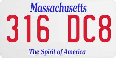 MA license plate 316DC8