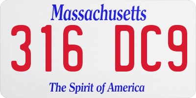MA license plate 316DC9