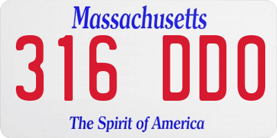 MA license plate 316DD0