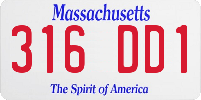 MA license plate 316DD1