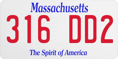 MA license plate 316DD2