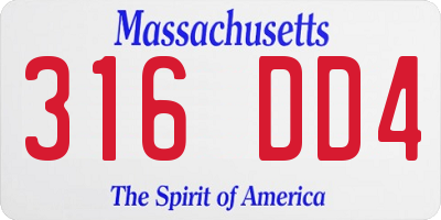 MA license plate 316DD4