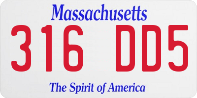 MA license plate 316DD5
