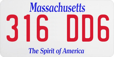 MA license plate 316DD6