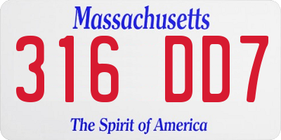 MA license plate 316DD7