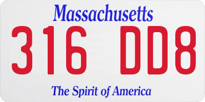 MA license plate 316DD8
