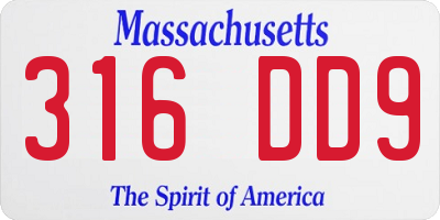 MA license plate 316DD9
