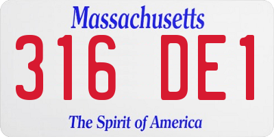 MA license plate 316DE1