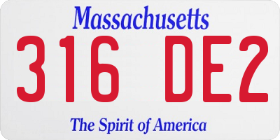 MA license plate 316DE2