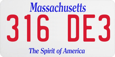MA license plate 316DE3