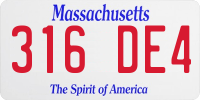 MA license plate 316DE4