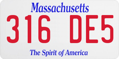 MA license plate 316DE5