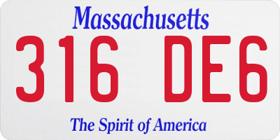 MA license plate 316DE6