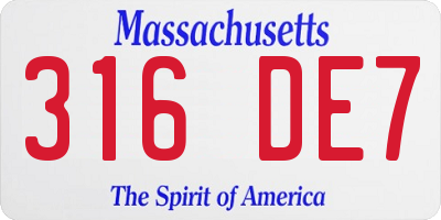 MA license plate 316DE7