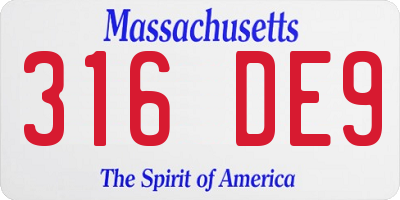 MA license plate 316DE9