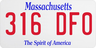 MA license plate 316DF0