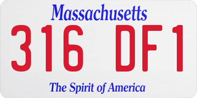 MA license plate 316DF1
