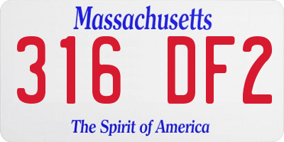 MA license plate 316DF2