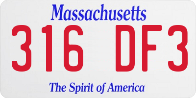 MA license plate 316DF3