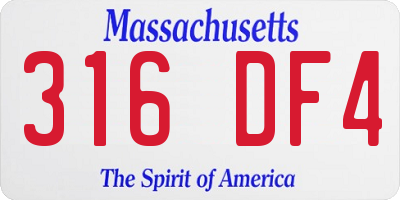 MA license plate 316DF4