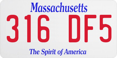 MA license plate 316DF5