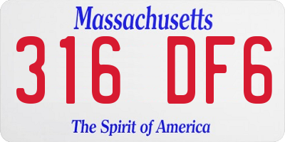 MA license plate 316DF6