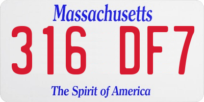 MA license plate 316DF7