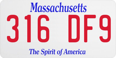 MA license plate 316DF9