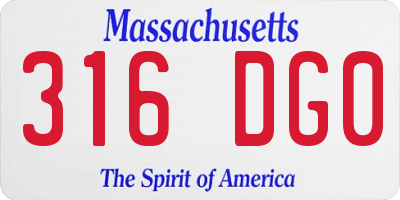 MA license plate 316DG0