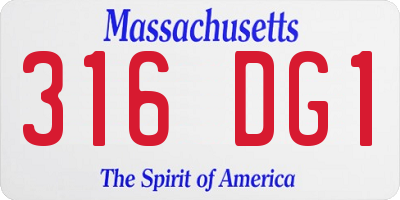 MA license plate 316DG1